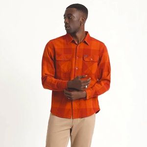 Brixton Bowery Long Sleeve Plaid Flannel Shirt Crimson/Aurora Red size XXLarge